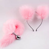 Black Fox Tail Stainless Steel Plug with Headband Ears